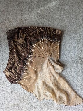 Alberto Makali Beige Silk Vintage Y2K Fairycore Festival Animal Print Bodice